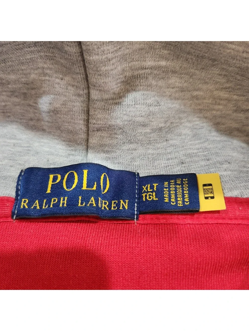 Polo Ralph Lauren Colorblock Hoodie Mens XLT Red Navy Full Zip Flag Shield Tech